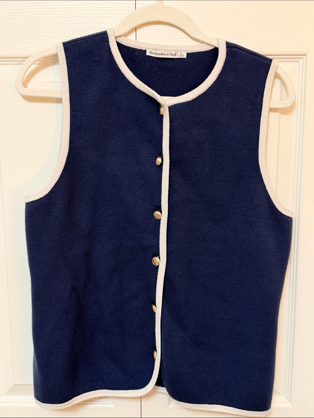 Abercrombie & Fitch Navy Contrast Trim Sweater Vest | Size L
